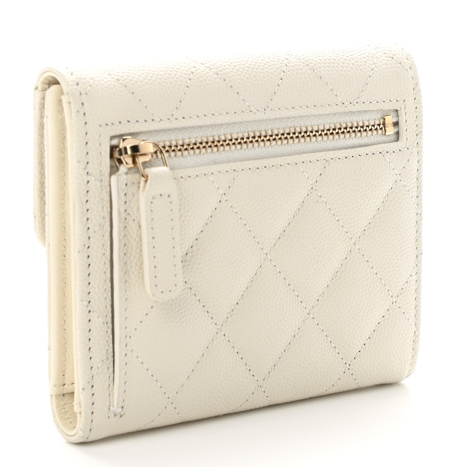 Chanel Caviar Quilted Compact Flap Wallet White 3 of 8