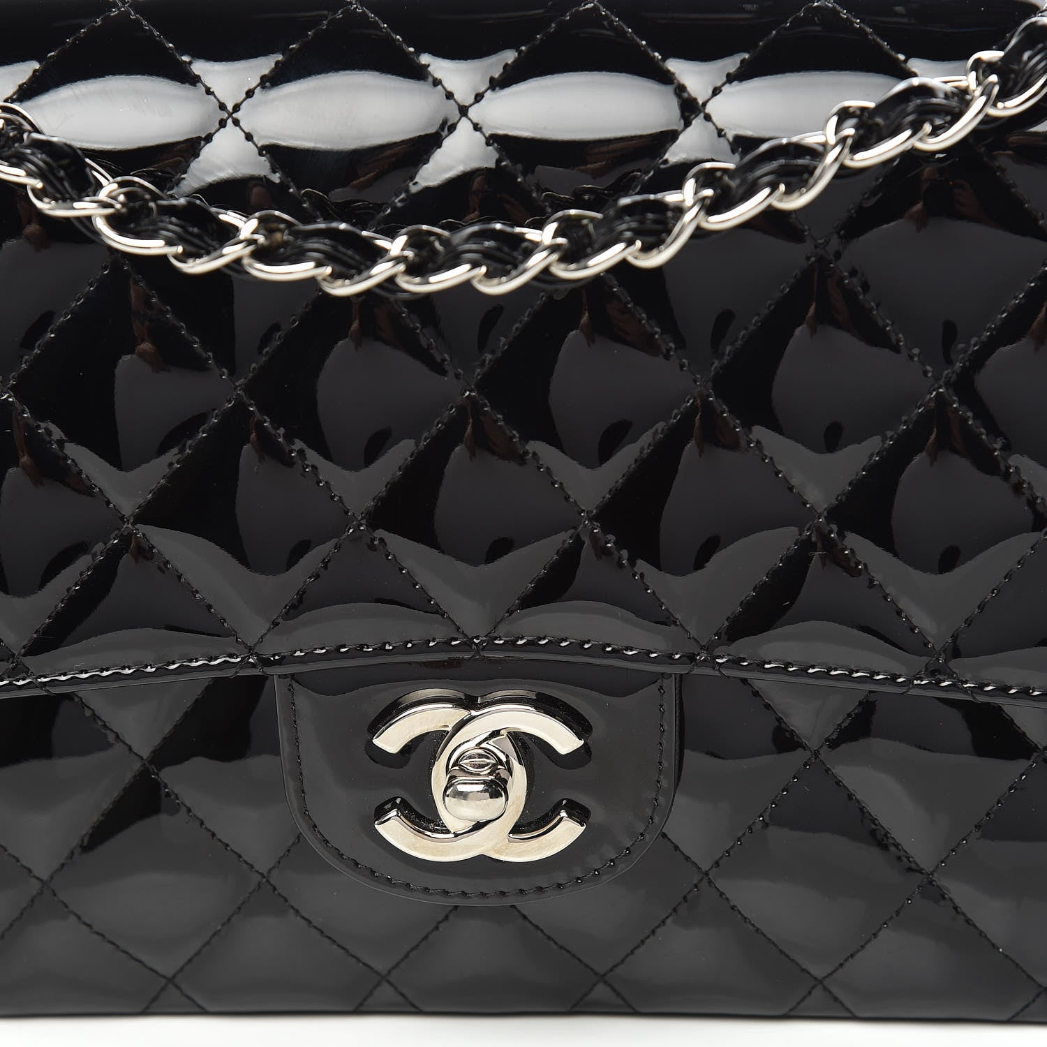 Chanel Patent Quilted Medium Double Flap Black 11 of 19