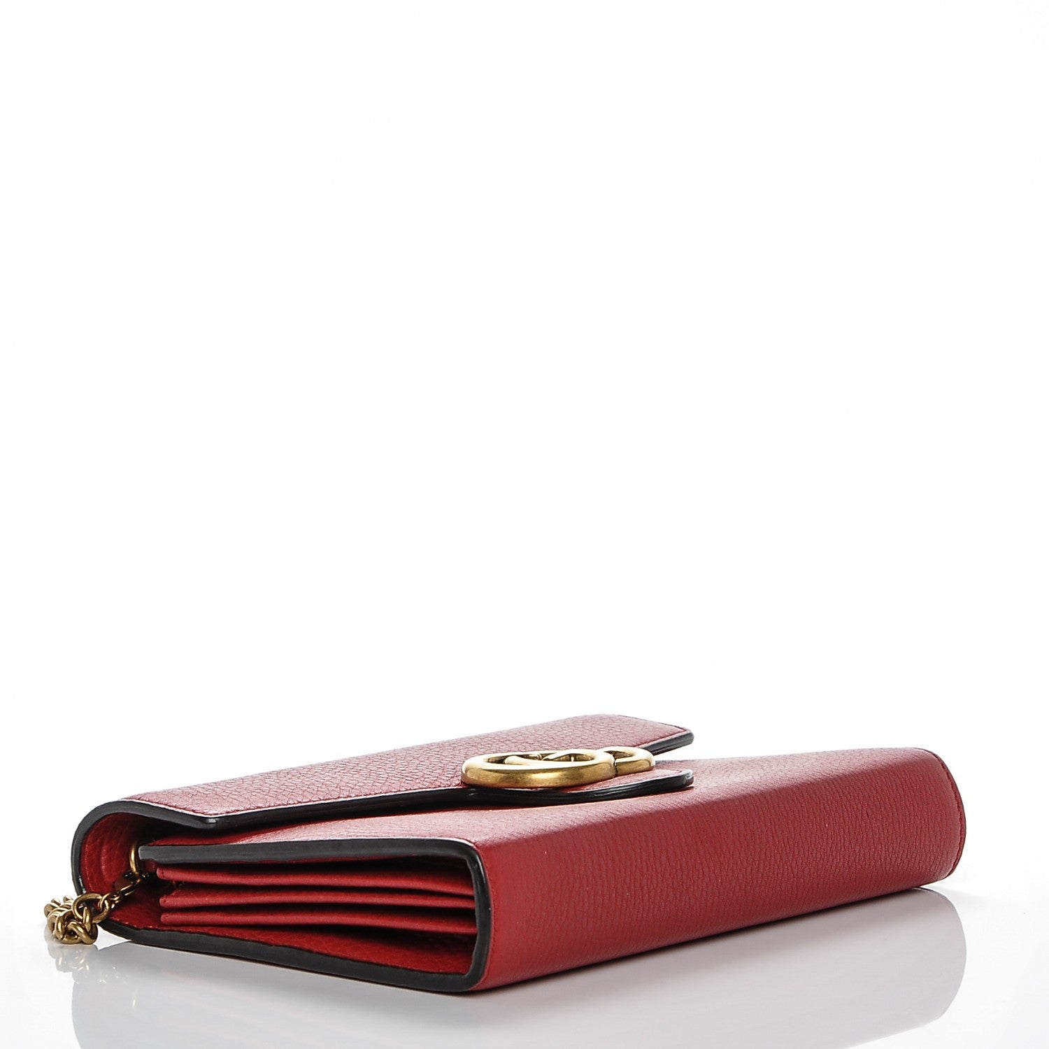 Gucci Calfskin GG Marmont Chain Wallet Vulcanic Red 4 of 6