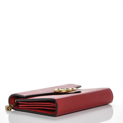 Gucci Calfskin GG Marmont Chain Wallet Vulcanic Red 4 of 6