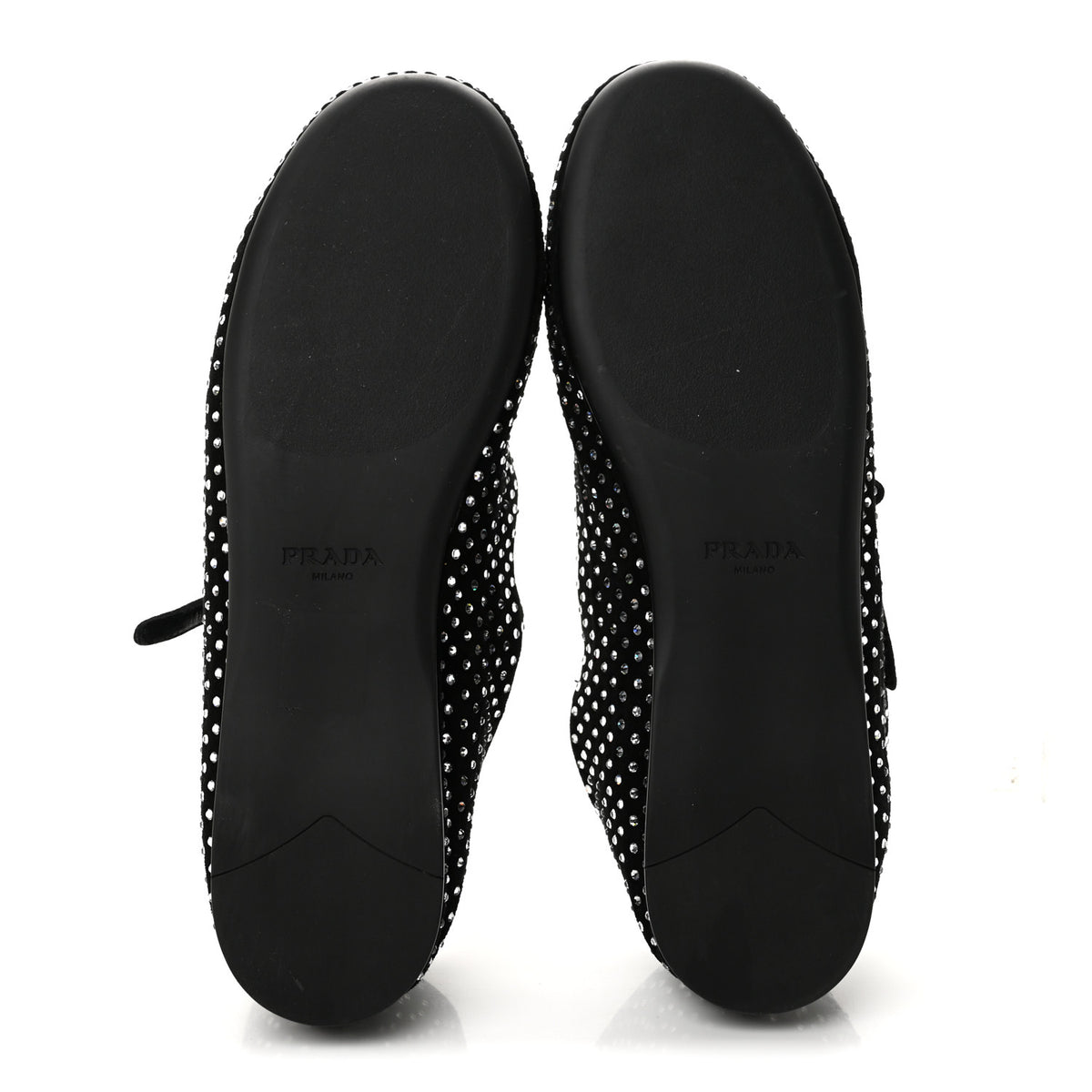 Prada Suede Crystal Studded Ballerina Flats 38 Black 6 of 8