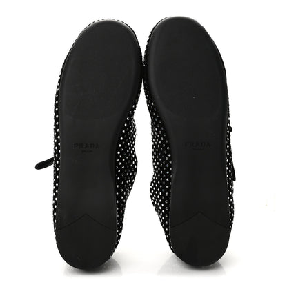 Prada Suede Crystal Studded Ballerina Flats 38 Black 6 of 8