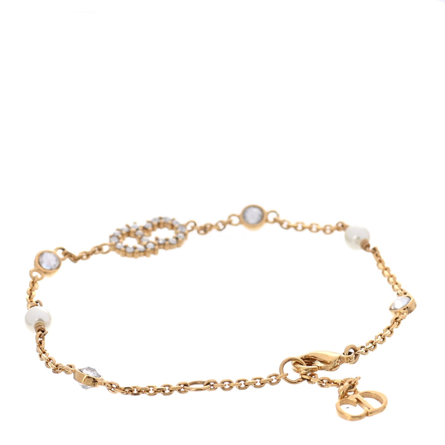 Crystal Pearl Clair D Lune Bracelet Gold