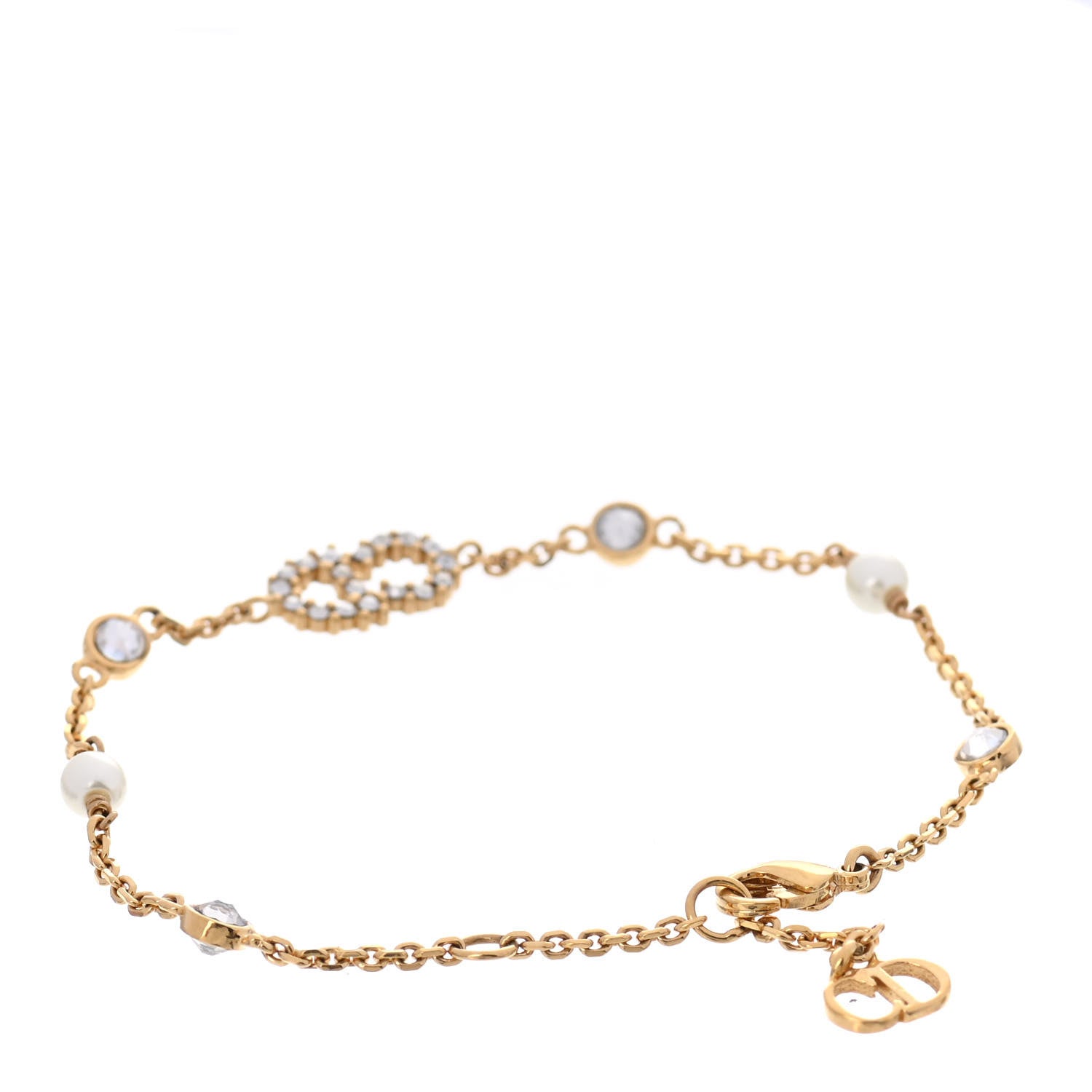 Christian Dior Crystal Pearl Clair D Lune Bracelet Gold 3 of 3