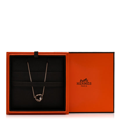 Hermes 18K Rose Gold Diamond TPM Vertige Coeur Necklace ST 5 of 5