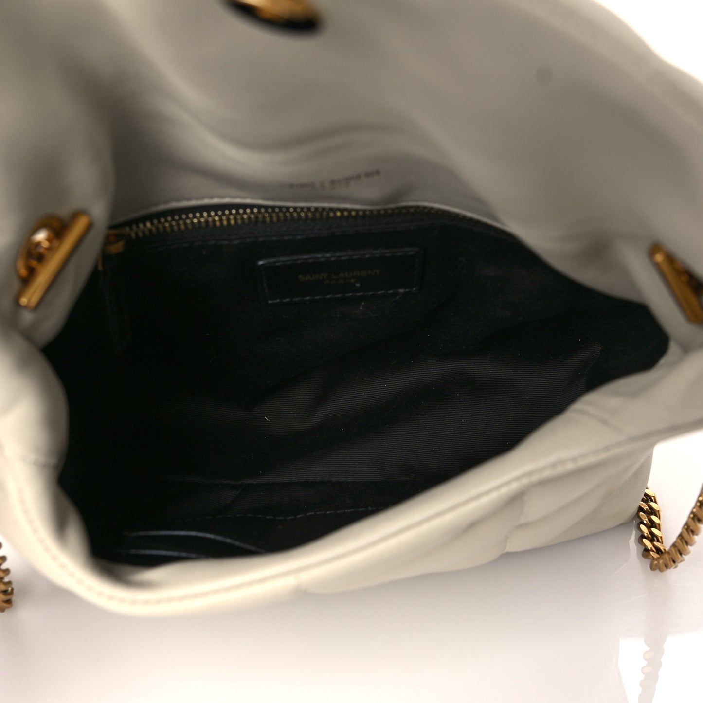 Lambskin Quilted Toy Loulou Puffer Monogram Chain Satchel Crema Soft