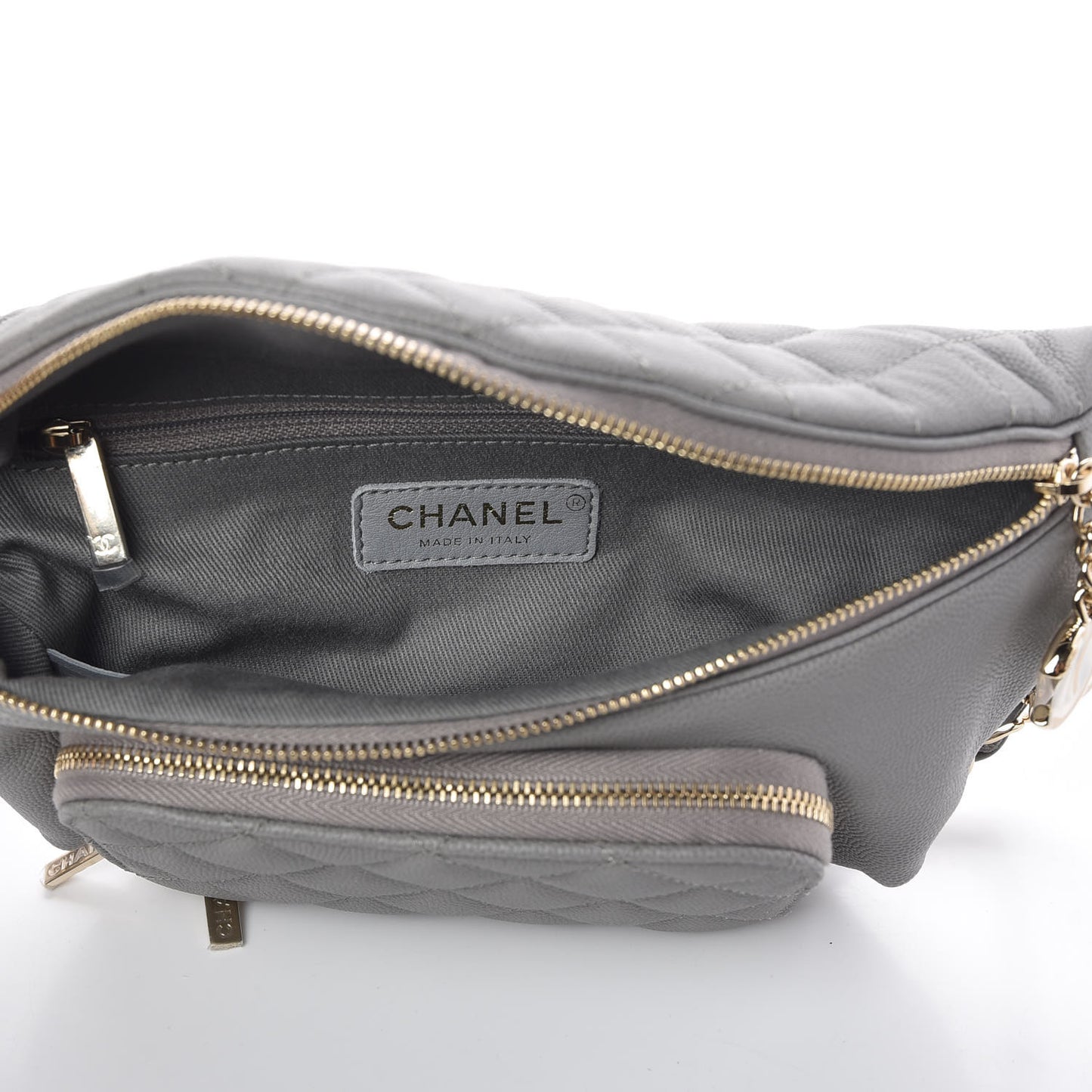 Caviar Quilted Business Affinity Waist Bag Grey