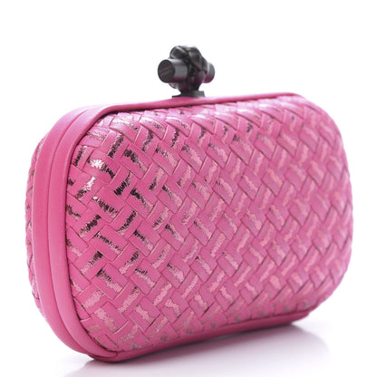 Bottega Veneta Nappa Intrecciato Metallic Placcato Knot Clutch Rose Shock 3 of 6