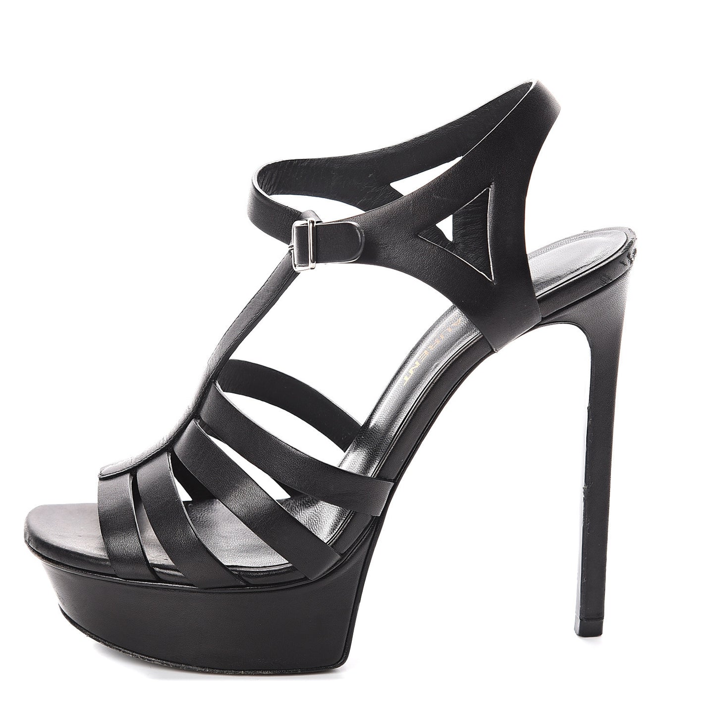 Calfskin Bianca 105 Platform Sandals 36.5 Black