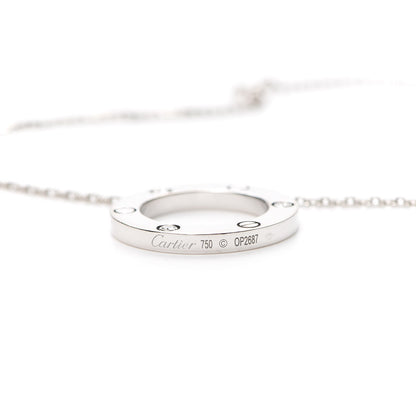 Cartier 18K White Gold 3 Diamonds LOVE Pendant Necklace 5 of 5