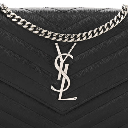 Saint Laurent Grain De Poudre Matelasse Chevron Monogram Chain Wallet Black 7 of 10