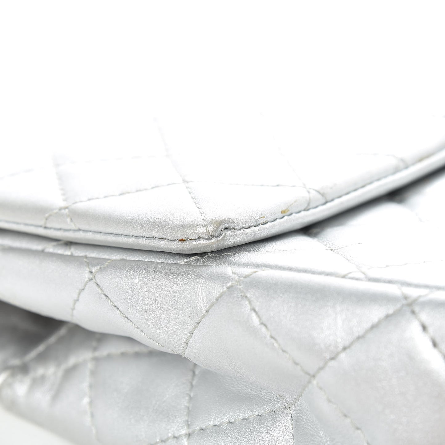 Metallic Lambskin Quilted Maxi Single Flap Silver