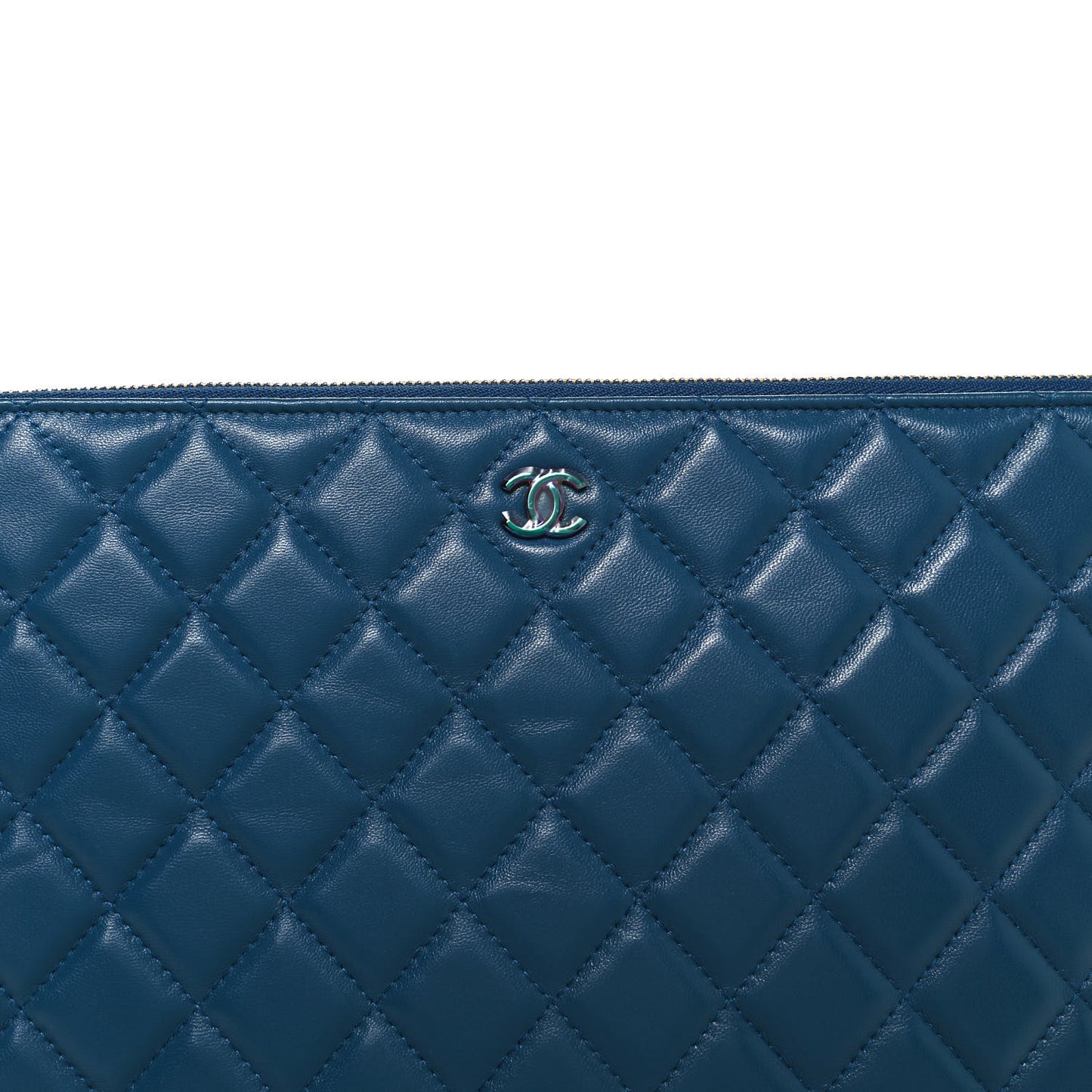 Lambskin Quilted Medium CC Cosmetic Case Blue Pink