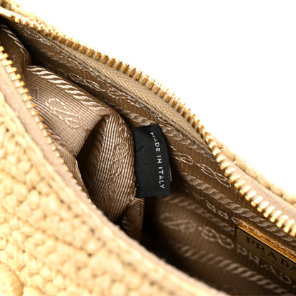 Prada Yarn Raffia Effect Crochet Mini Re-Edition 2000 Shoulder Bag Naturale 13 of 29