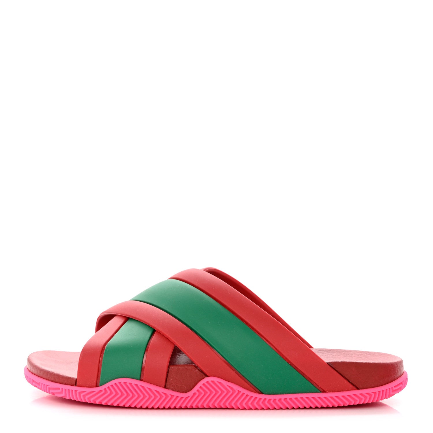 Gucci Rubber Web Womens Criss Cross Slide Sandals 38 Coral New Shamarock 1 of 8