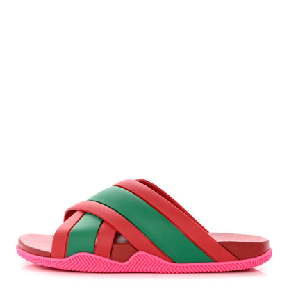 Gucci Rubber Web Womens Criss Cross Slide Sandals 38 Coral New Shamarock 1 of 8