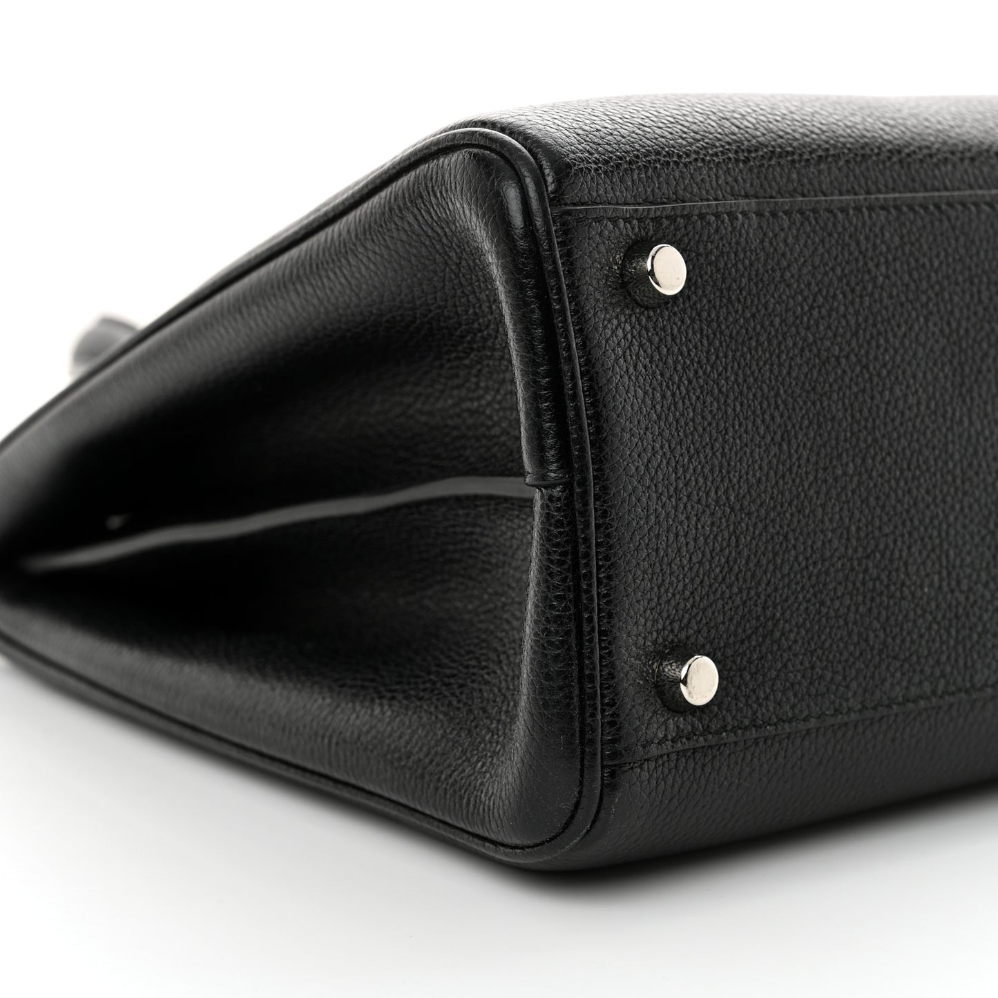 Grainy Calfskin Medium Zumi Top Handle Bag Black