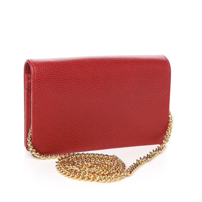 Gucci Dollar Calfskin Mini GG Marmont Chain Wallet Hibiscus Red 2 of 10