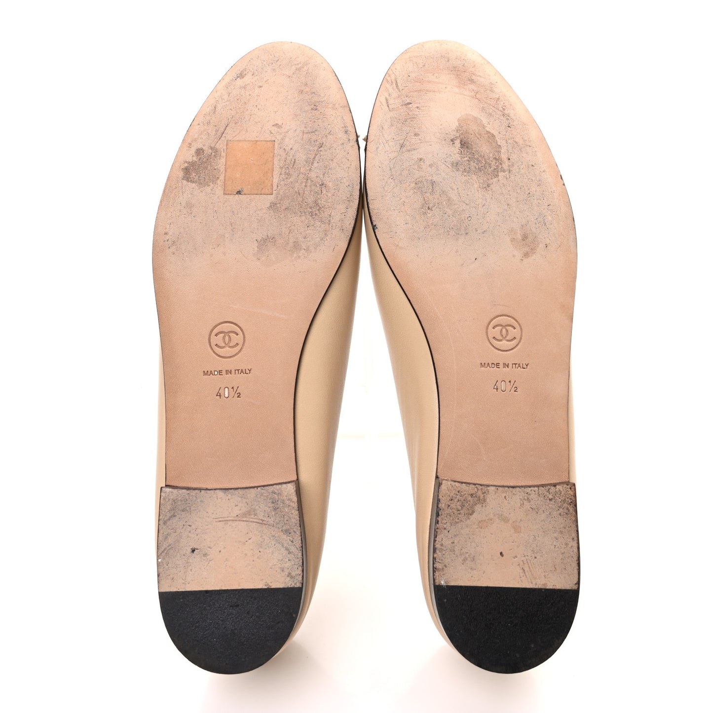 Lambskin Cap Toe CC Ballerina Flats 40.5 Beige Black