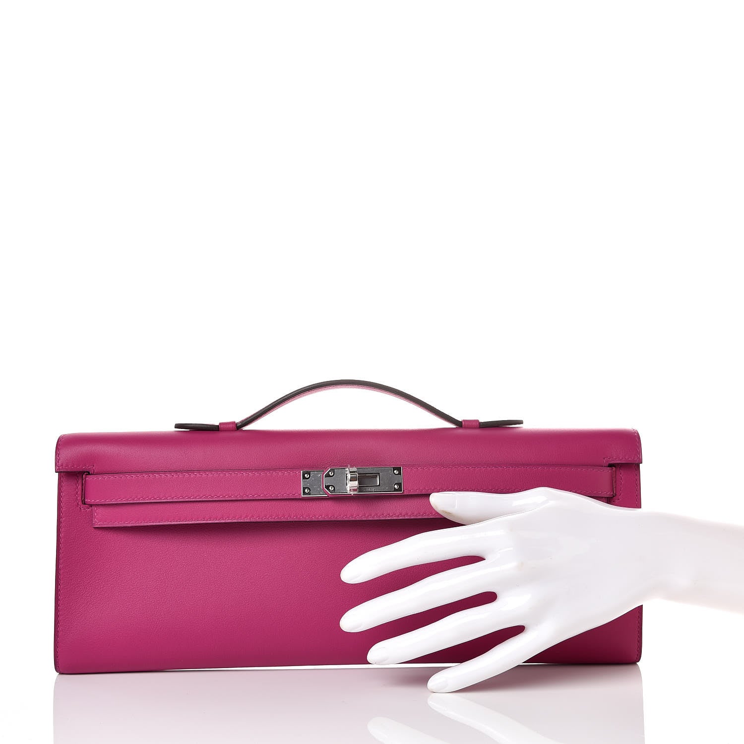 Hermes Swift Kelly Cut Clutch Pochette Rose Pourpre 2 of 10
