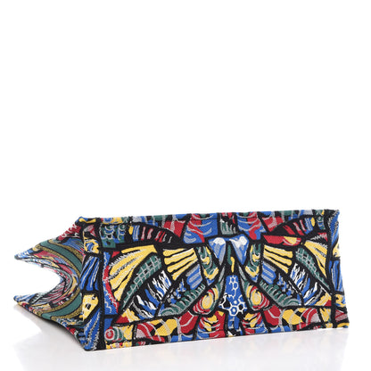 Christian Dior Canvas Embroidered Butterfly Book Tote Black Multicolor 7 of 10