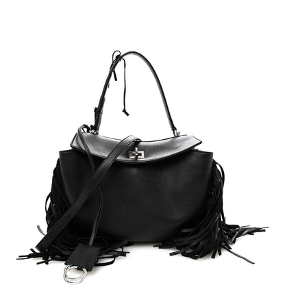 Balenciaga Natural Smooth Madeline Calfskin Fringes Small Rodeo Top Handle Handbag Black 1 of 9