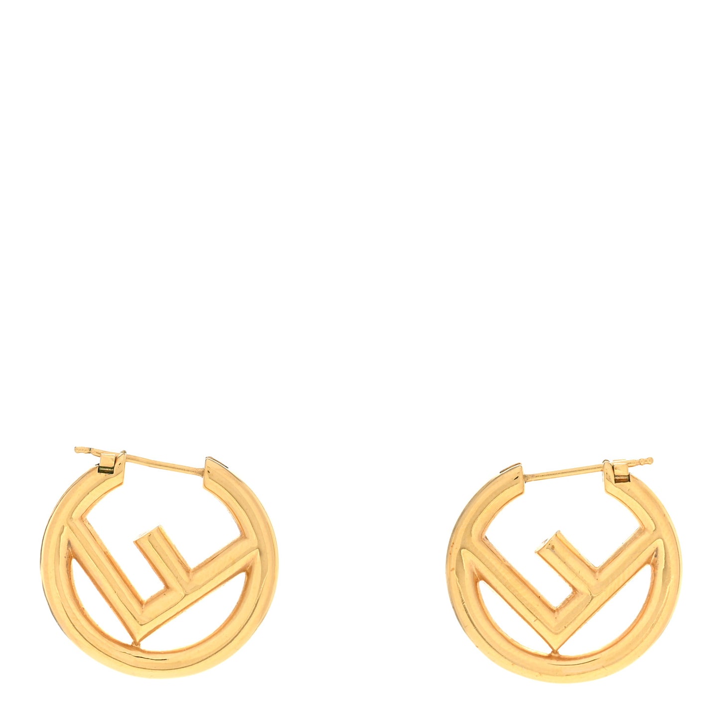 Metal FF Hoop Earrings Gold
