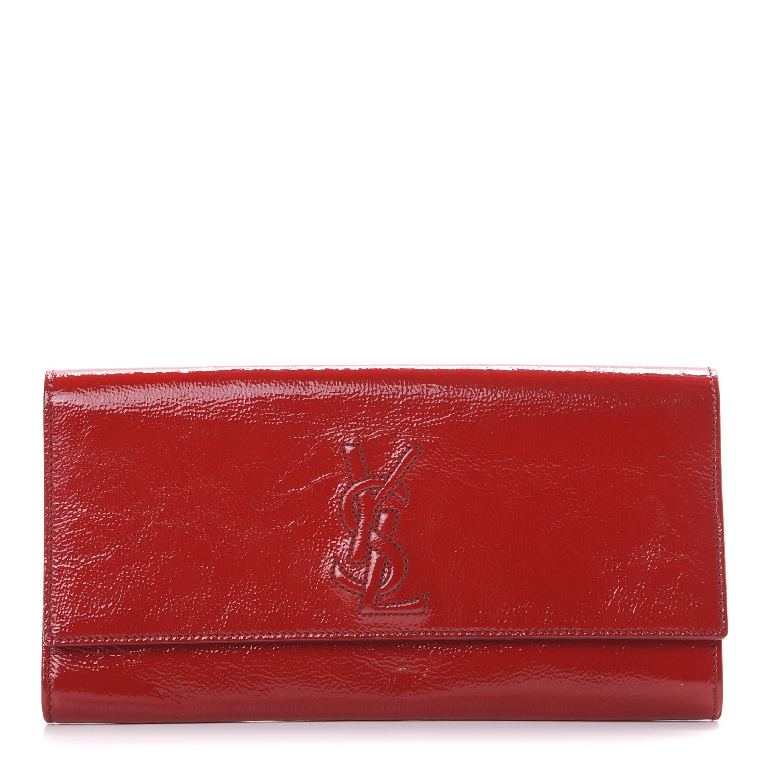 Saint Laurent Textured Patent Small Belle De Jour Clutch Red 1 of 11