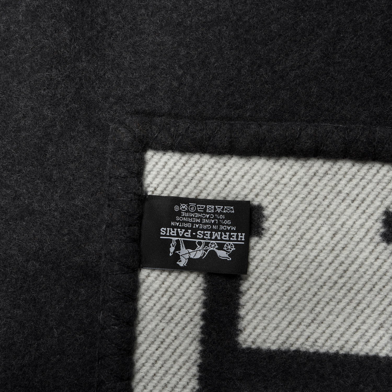 Hermes Wool Cashmere Avalon Blanket Ecru Gris Fonce 3 of 3