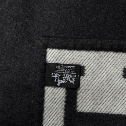 Hermes Wool Cashmere Avalon Blanket Ecru Gris Fonce 3 of 3
