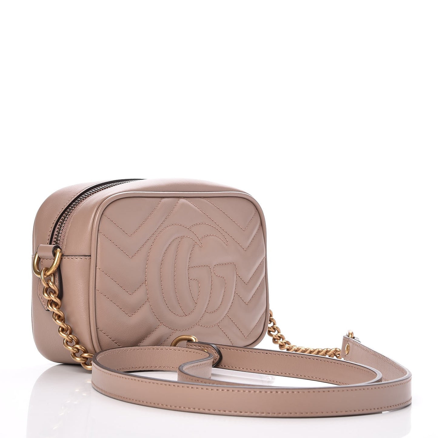 Calfskin Matelasse Mini GG Marmont Chain Shoulder Bag Porcelain Rose