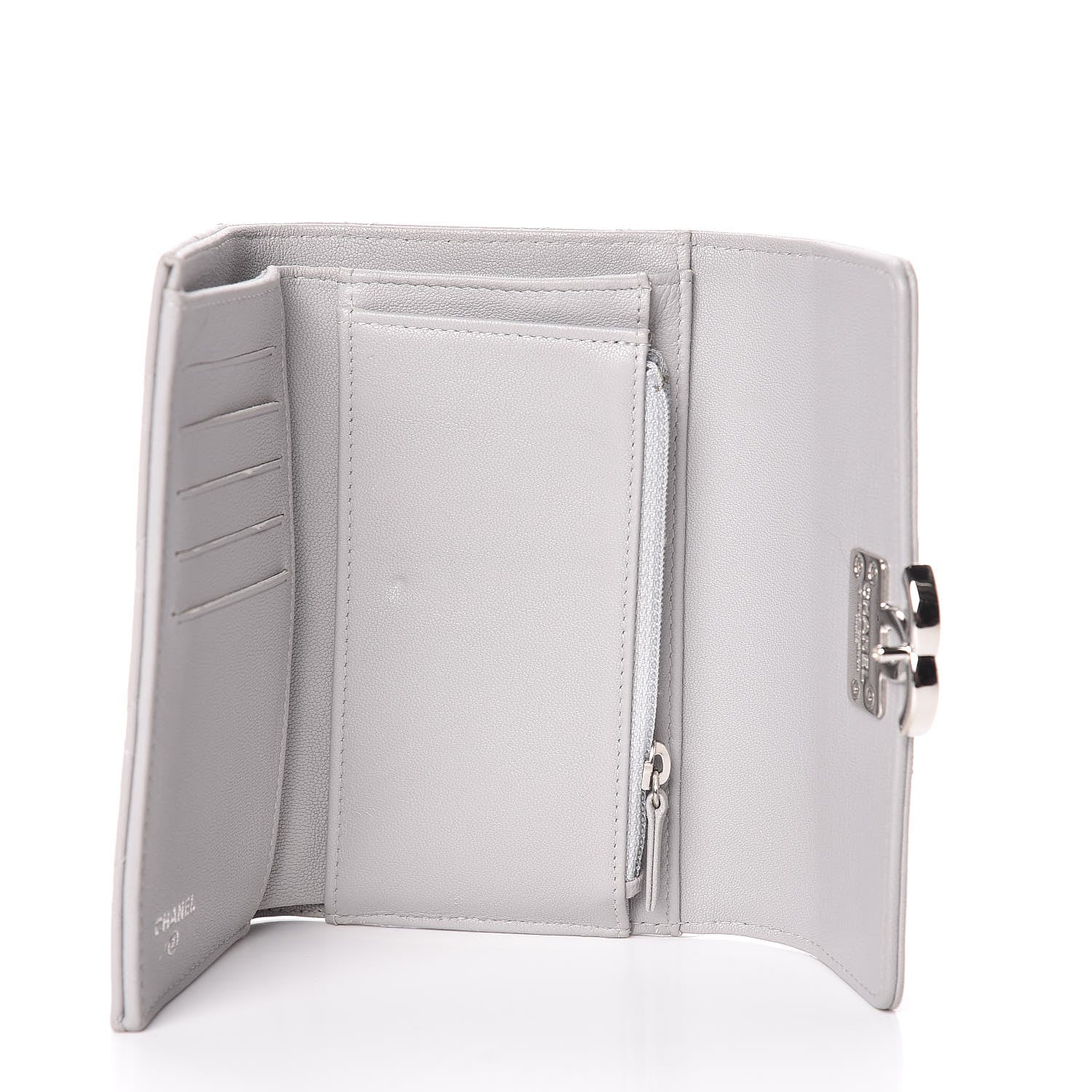 Chanel Lambskin Quilted CC Box Flap Wallet Grey 5 of 23