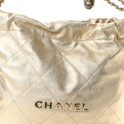 Chanel Metallic Calfskin Quilted Small Chanel 22 Light Gold 8 of 11