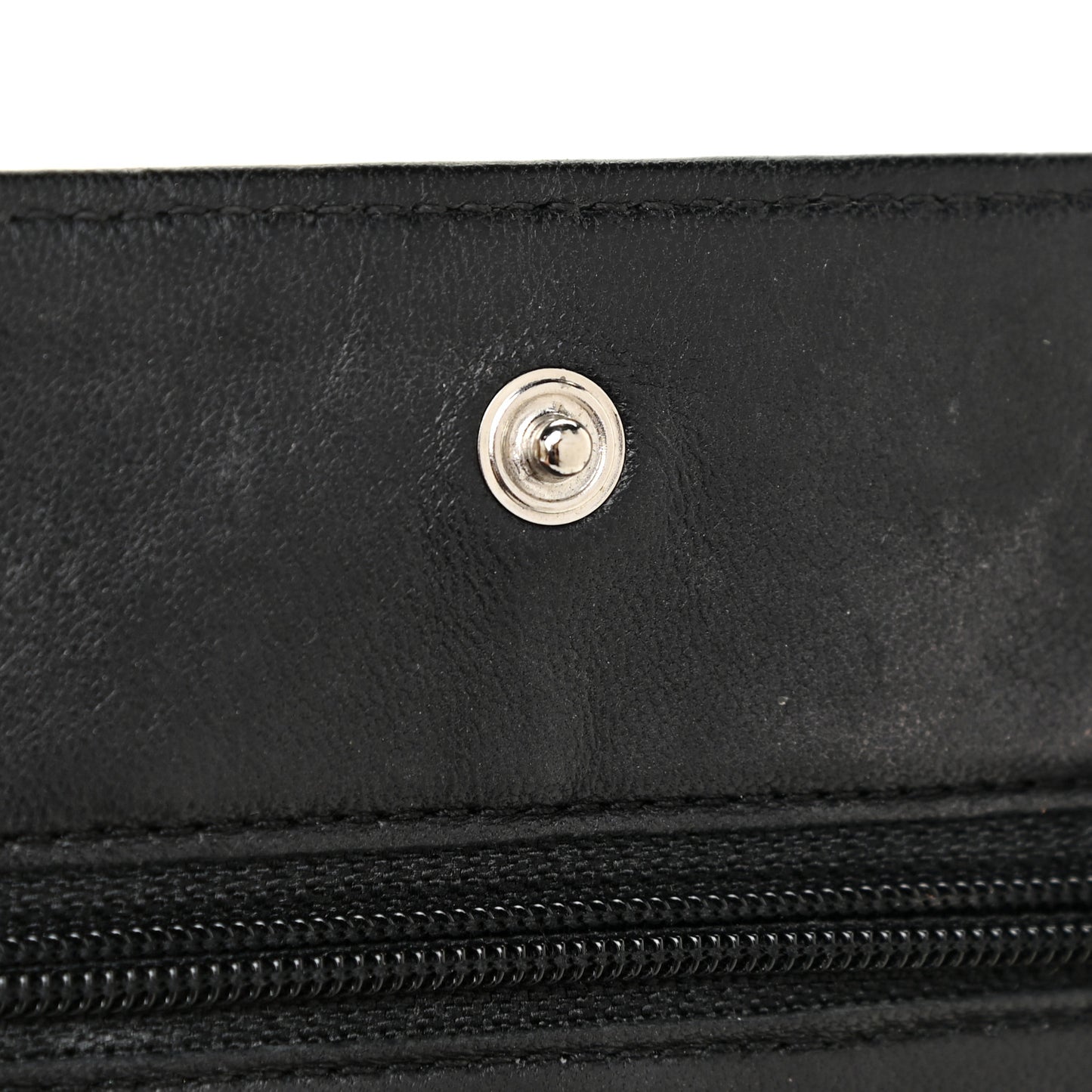 Lambskin Camellia Embossed Wallet on Chain WOC Black