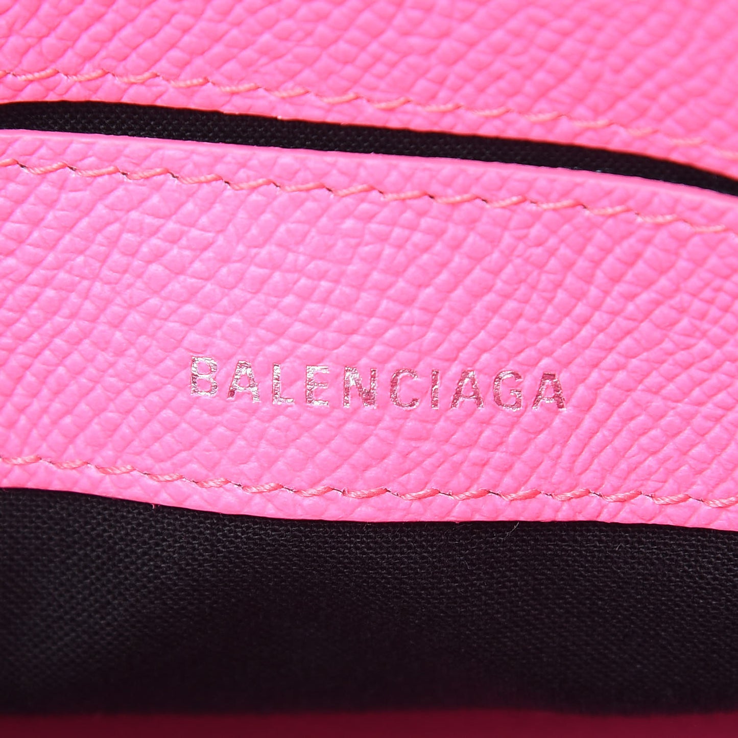 Signature Grained Calfskin Logo XXS Ville Top Handle Bag Acid Pink Black