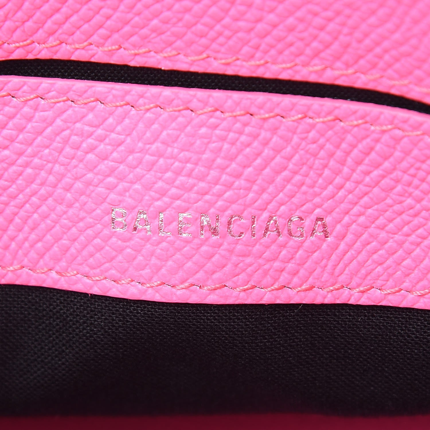 Balenciaga Signature Grained Calfskin Logo XXS Ville Top Handle Bag Acid Pink Black 6 of 10