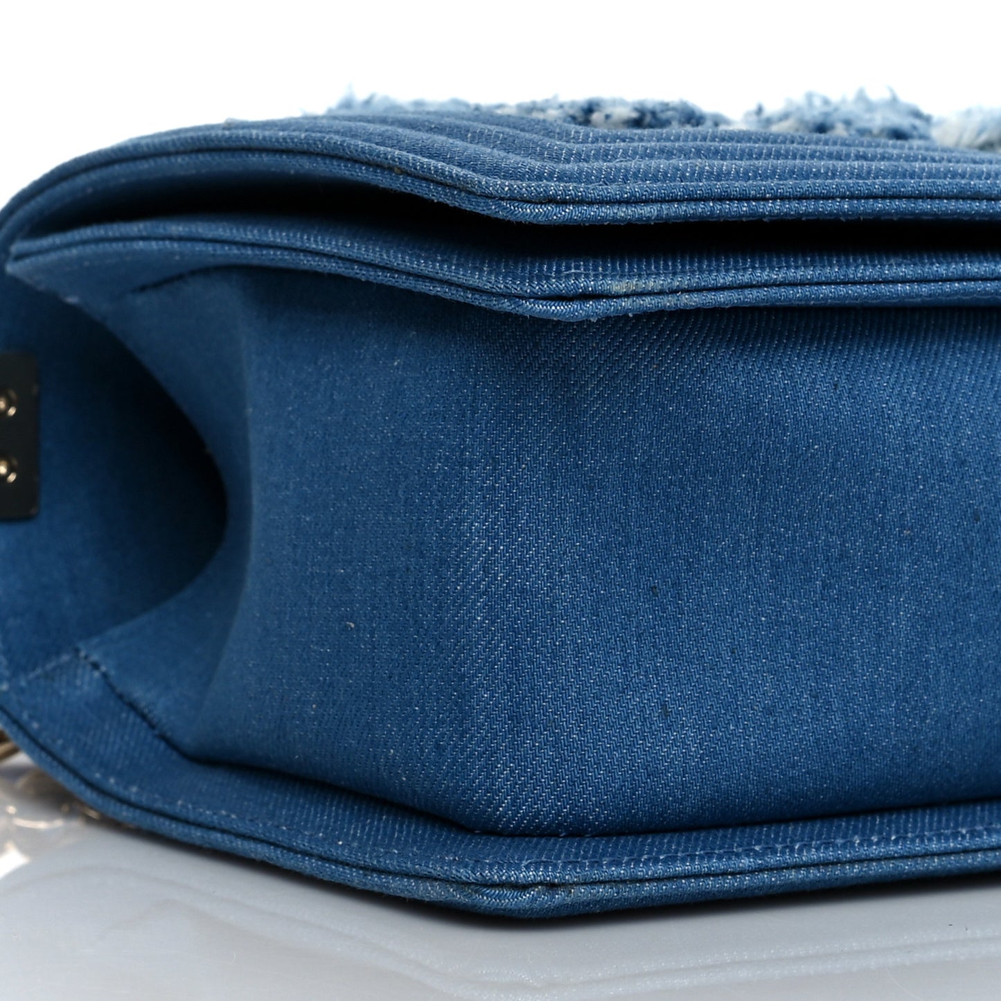 Denim Pleated Medium Boy Flap Light Blue