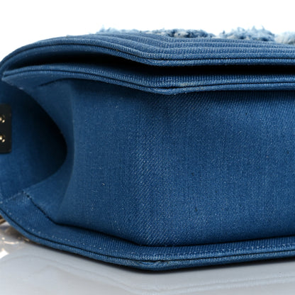 Chanel Denim Pleated Medium Boy Flap Light Blue 9 of 10