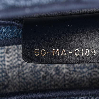 Christian Dior Oblique Embroidered Saddle Bag Denim Blue 7 of 11