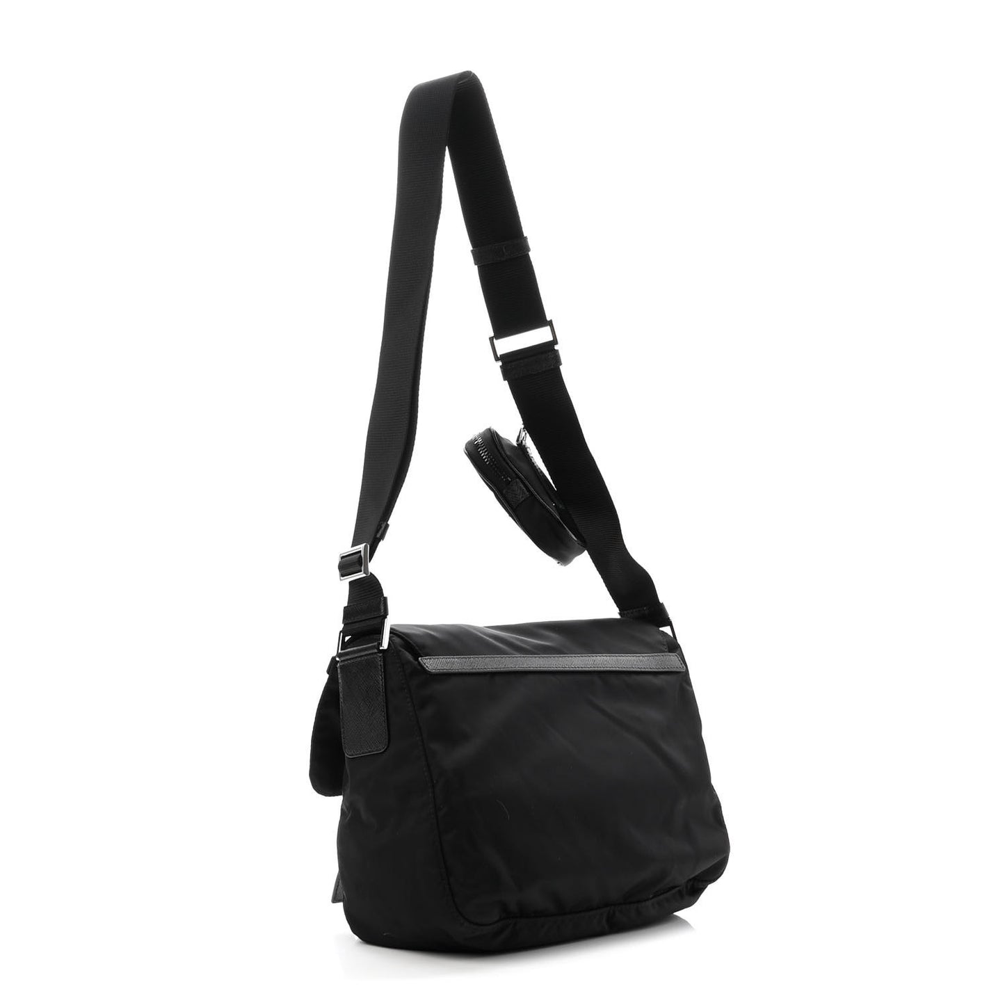 Tessuto Nylon Saffiano Vela Messenger Bag Black