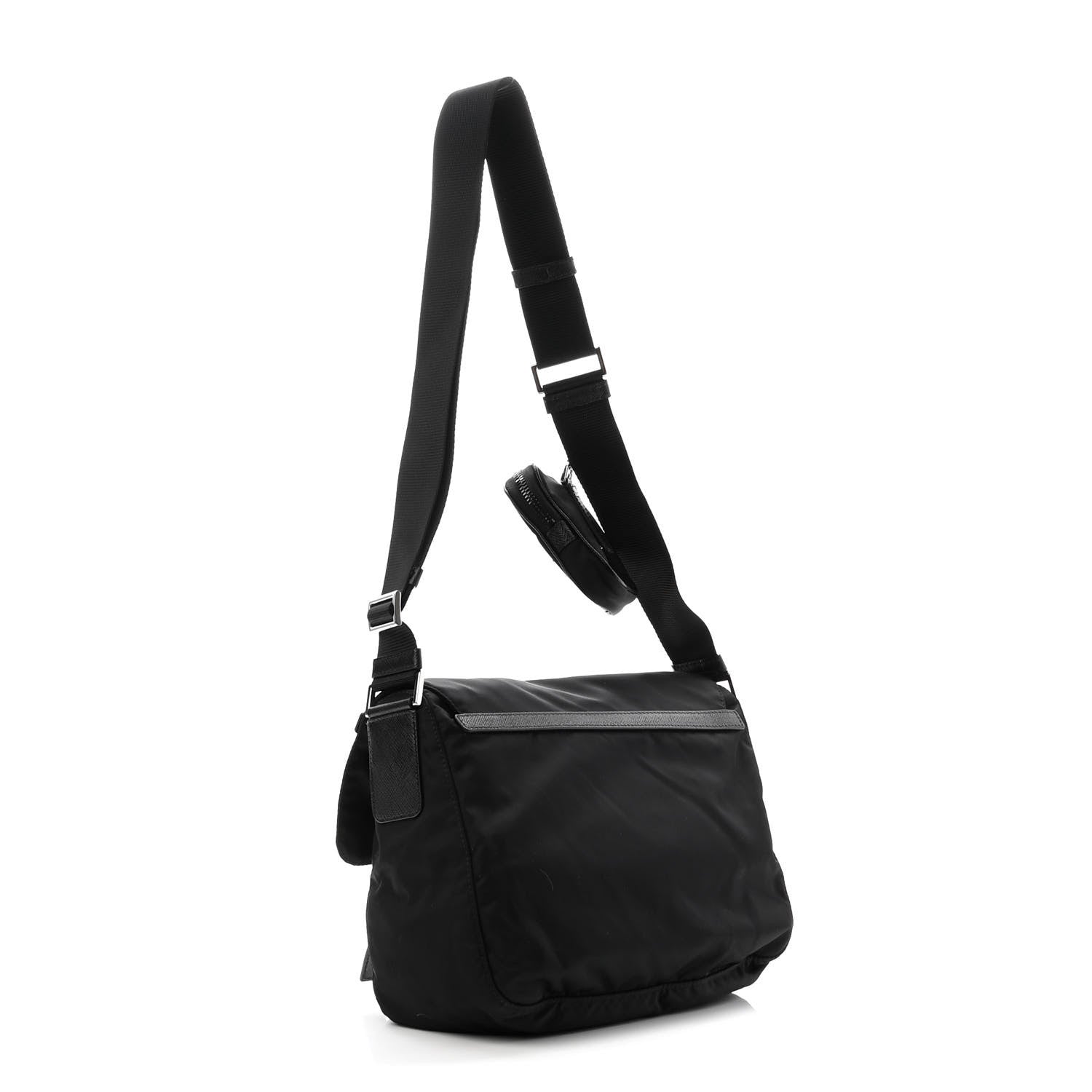 Prada Tessuto Nylon Saffiano Vela Messenger Bag Black 3 of 9