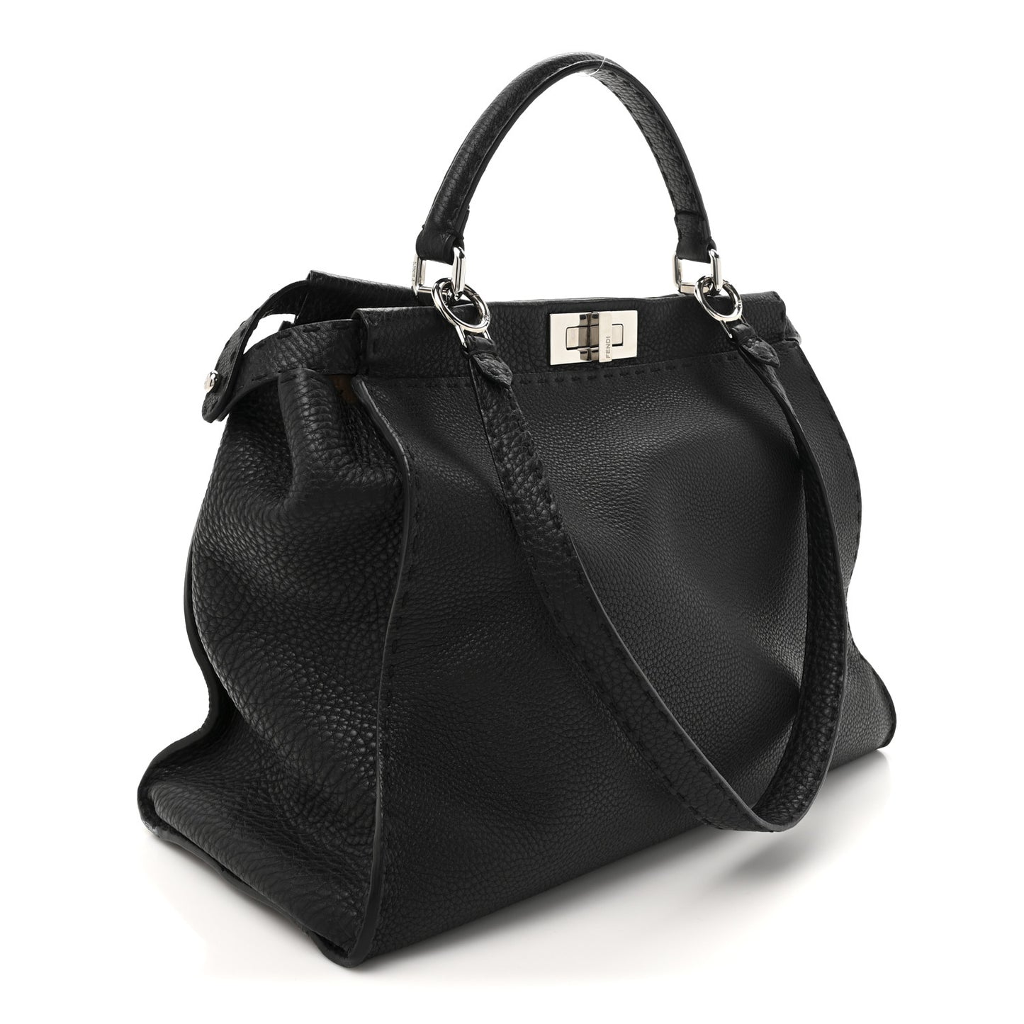 Cuoio Romano Selleria Bi-Color Large Peekaboo Iconic Satchel Black Mou