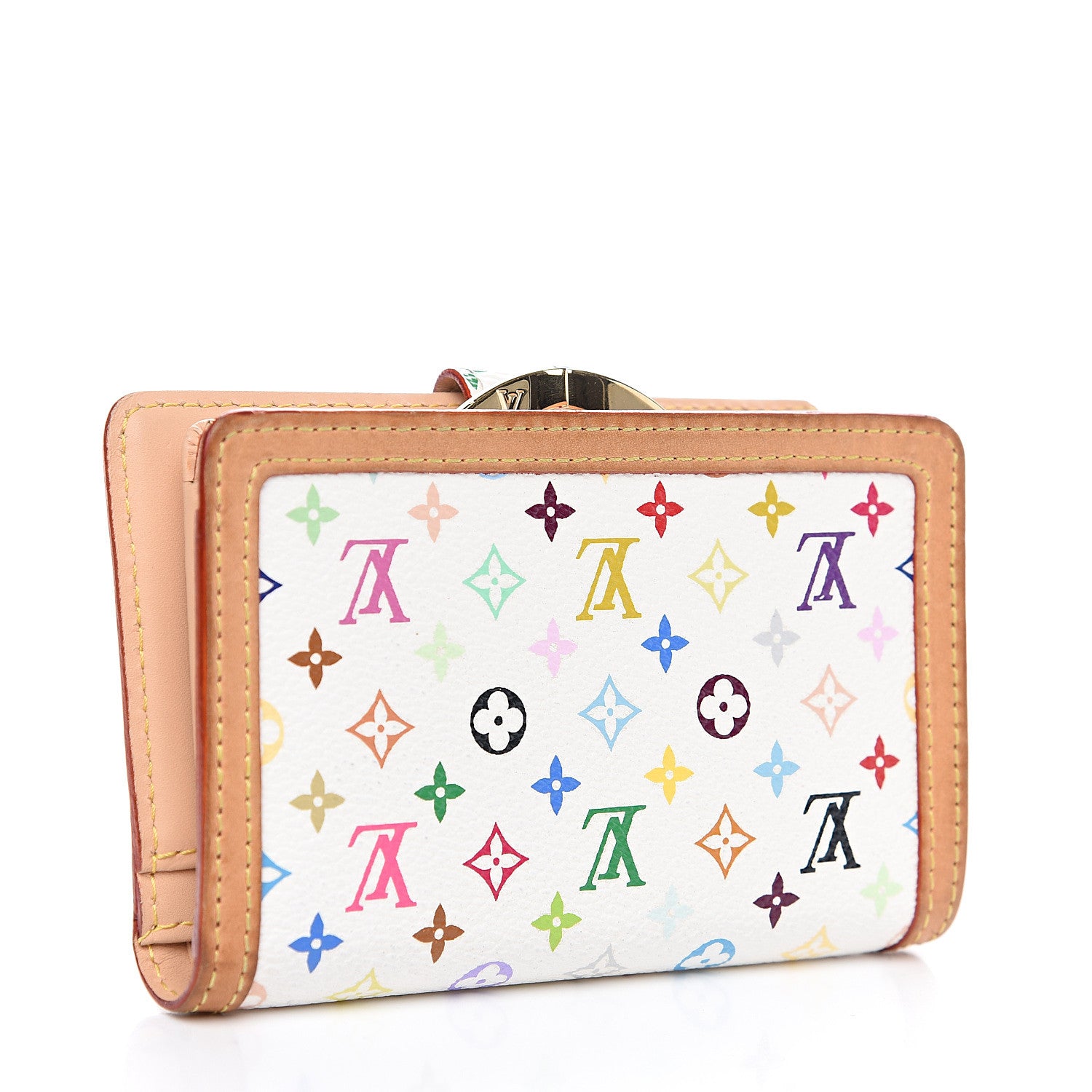 Louis Vuitton Monogram Multicolor French Purse Wallet White 2 of 13