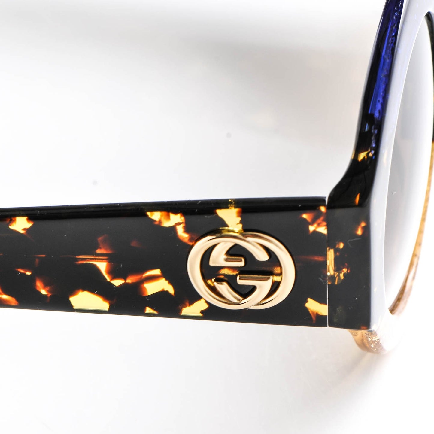 Acetate Round Sunglasses GG0084S Blue Havana Brown