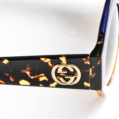 Gucci Acetate Round Sunglasses GG0084S Blue Havana Brown 5 of 8