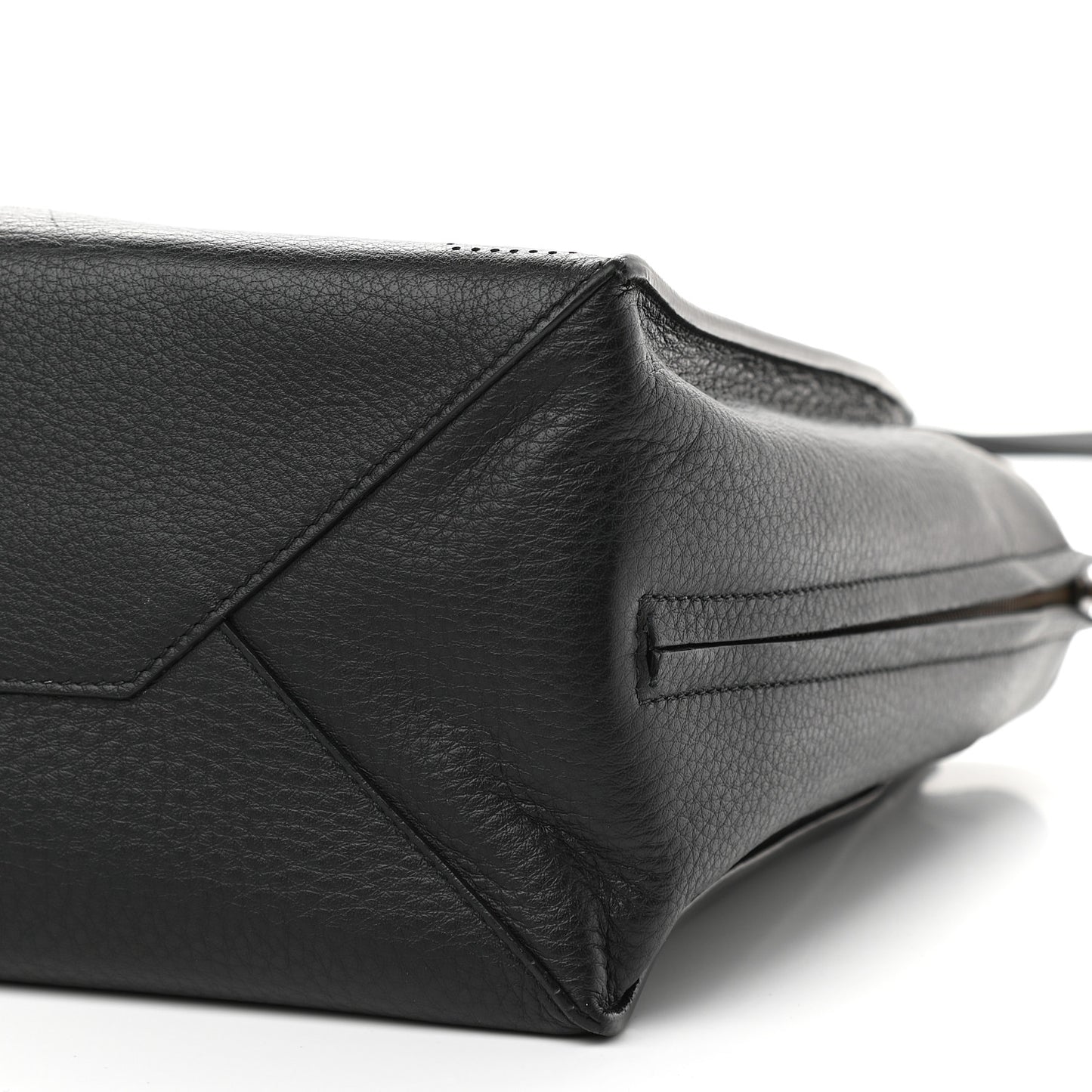 Calfskin Blackout Hardware Perforated Papier B4 Tote Black