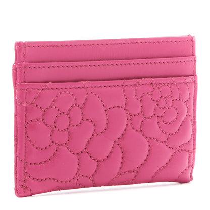 Chanel Lambskin Camellia Embossed Card Holder Fuchsia 2 of 9