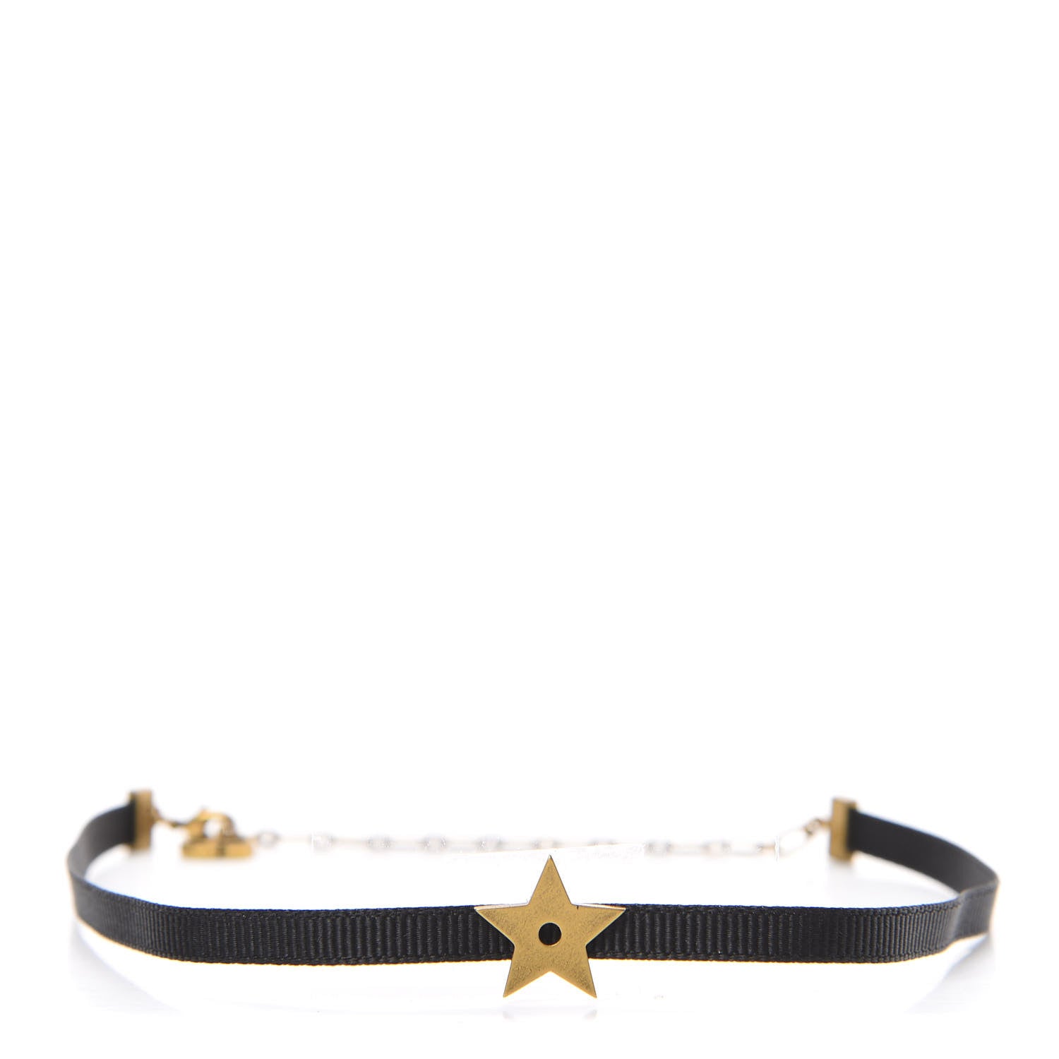 Christian Dior Grosgrain Ribbon Star Choker Necklace Black 1 of 4