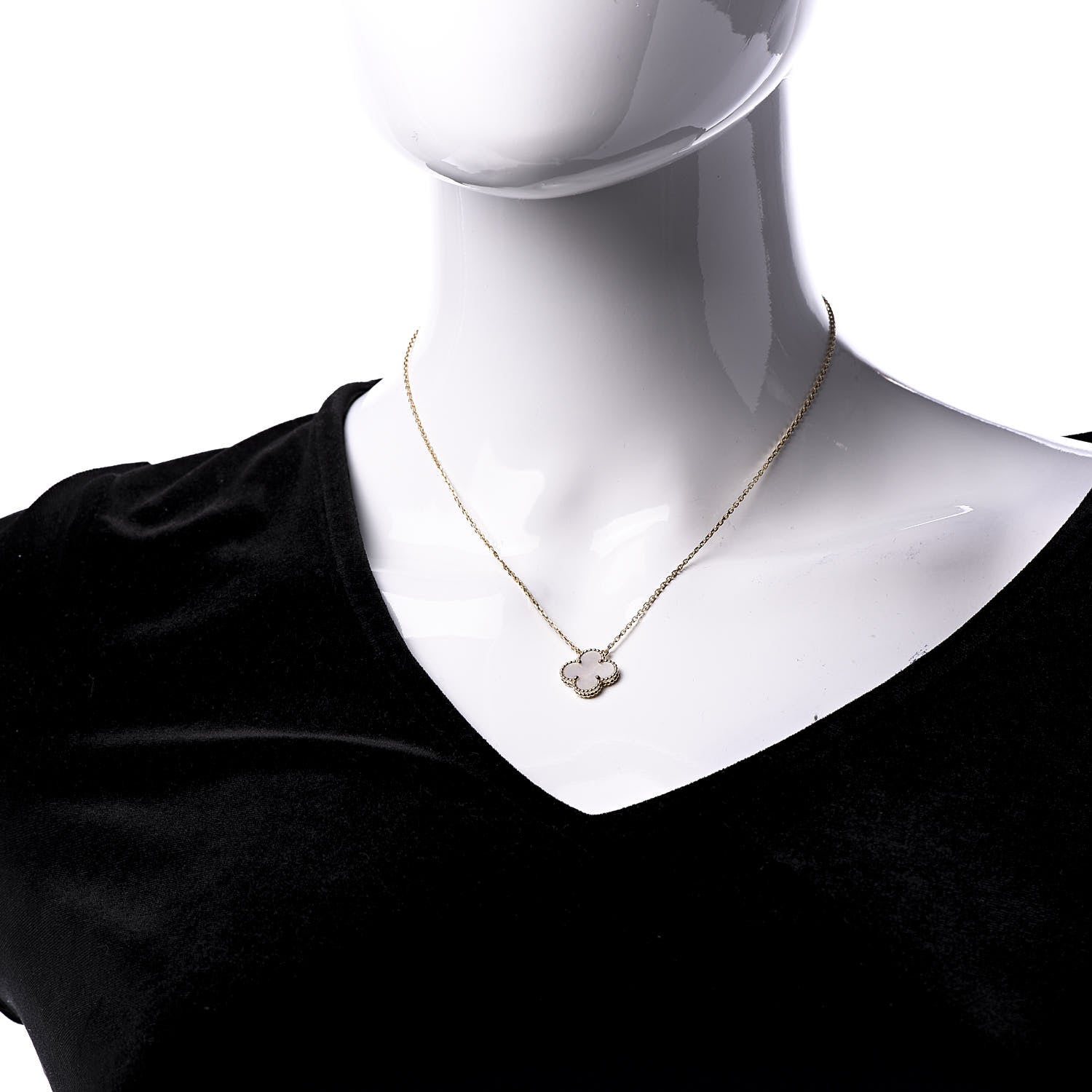 Van Cleef & Arpels 18K Yellow Gold Mother of Pearl Vintage Alhambra Pendant Necklace 2 of 6