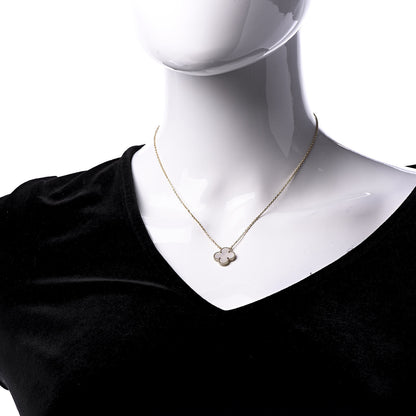 Van Cleef & Arpels 18K Yellow Gold Mother of Pearl Vintage Alhambra Pendant Necklace 2 of 6